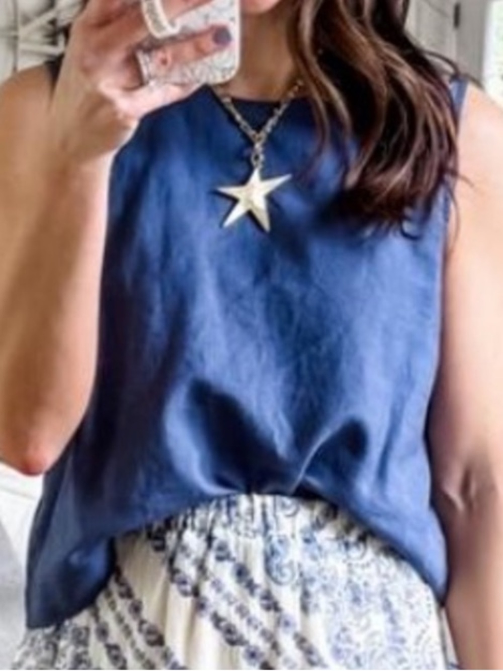 Z Supply Sleeveless Navy Linen Blend Top - Casual Women's Tank🌻